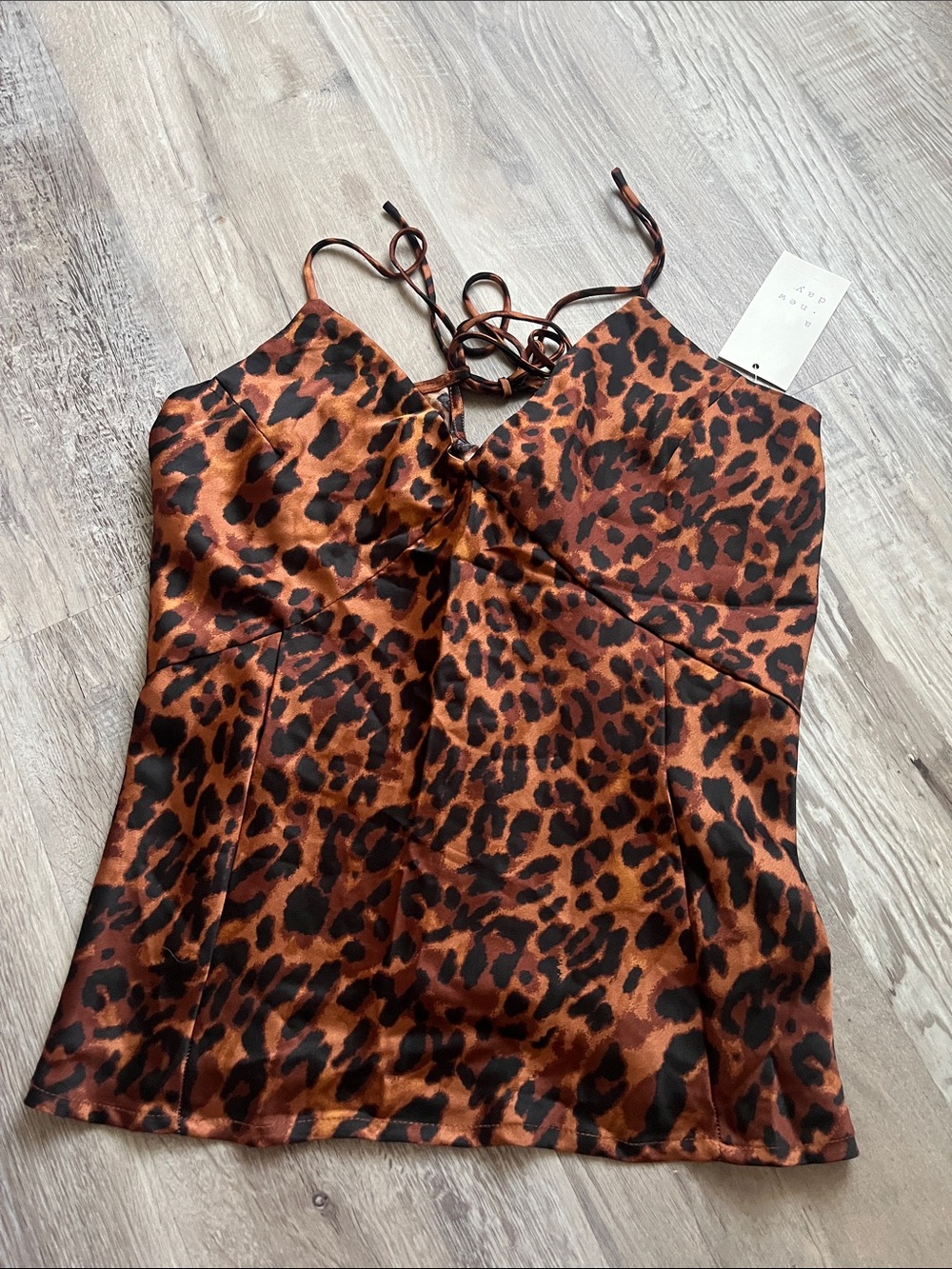 a new day Leopard-Print Satin Cami - Brown & Black